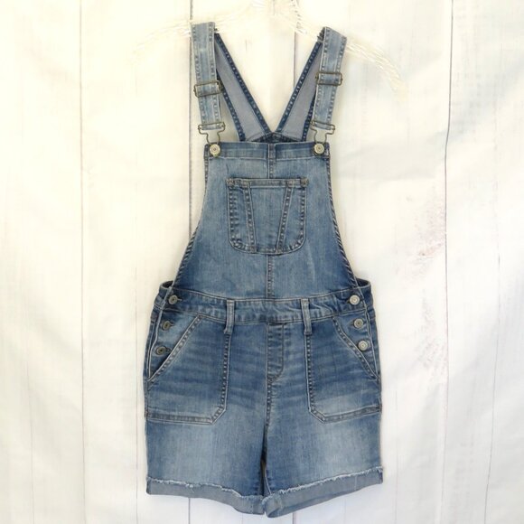 Girls Distressed Bib Overall Shorts....................325 - Picture 1 of 10